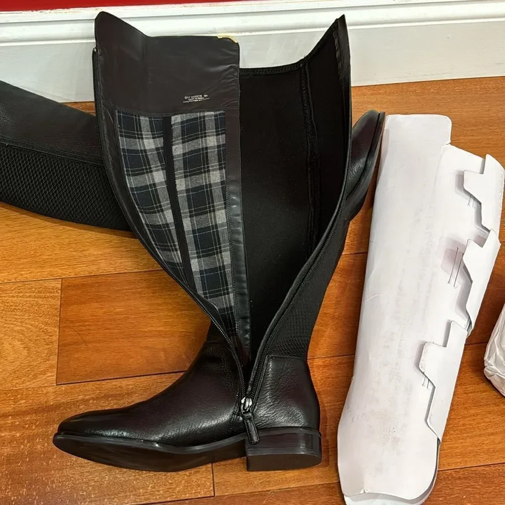NWOT Cole Haan Dutchess Over The Knee Back Stretch Motorcycle Boots Black size 6